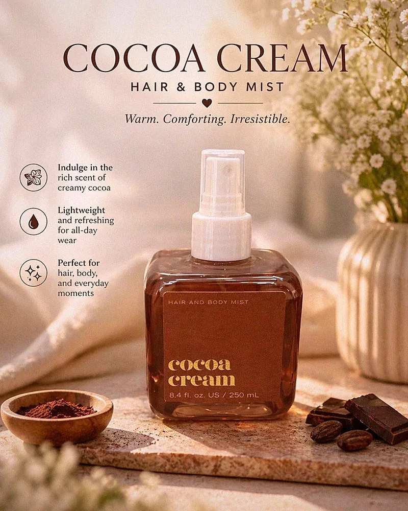 Cocoa Cream Hair & Body Mist 8.4oz 250ml Warm Sweet Fragrance Spray